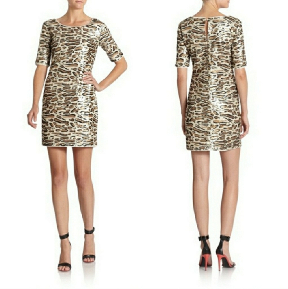 PJK Sequin  Leopard Print Dress size small